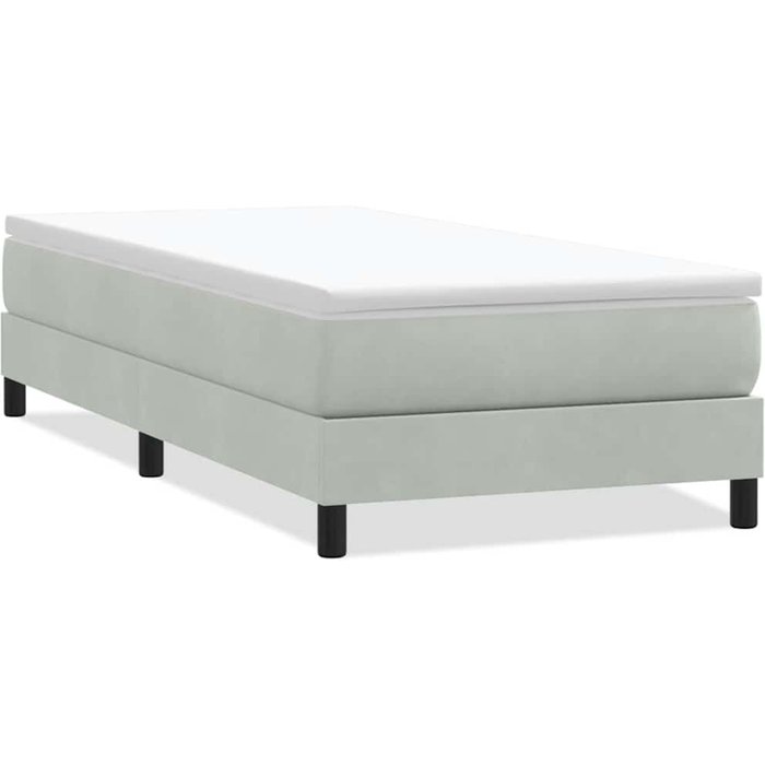 Cama box spring sin colchón gris claro terciopelo 90x220 cm — comfortxl