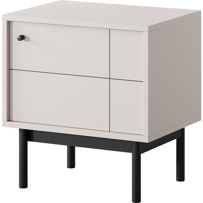 Mesita de noche: cachemira, patas negras, 53,5 cm x 56,6 cm x 39 cm