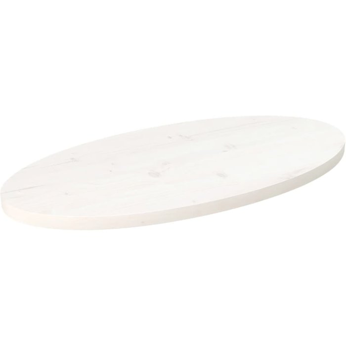 Tablero ovalado blanco, 80x40x2,5 cm, madera maciza de pino.