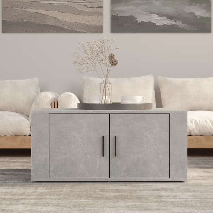 Mesa de centro gris hormigón 80x50x36 cm madera contrachapada