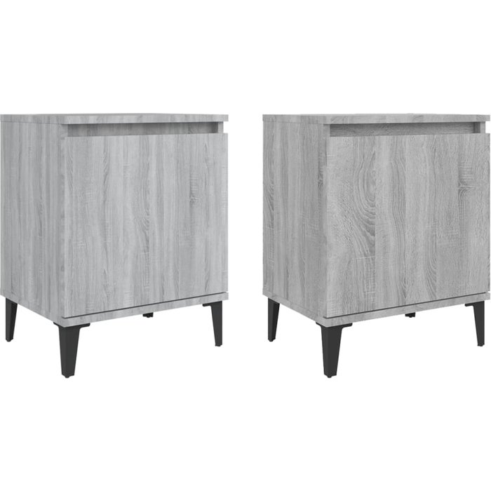 Mesitas de noche patas de metal 2 piezas sonoma gris 40x30x50 cm
