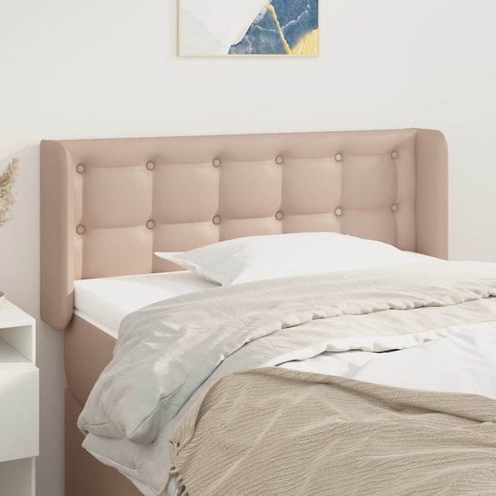 Cabecero con orejas cappuccino 103x16x78/88 cm polipiel