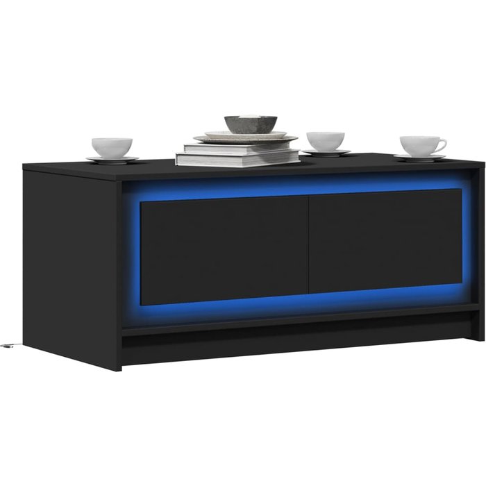 Mesa de centro con luces led madera de ingeniería negra vidaxl