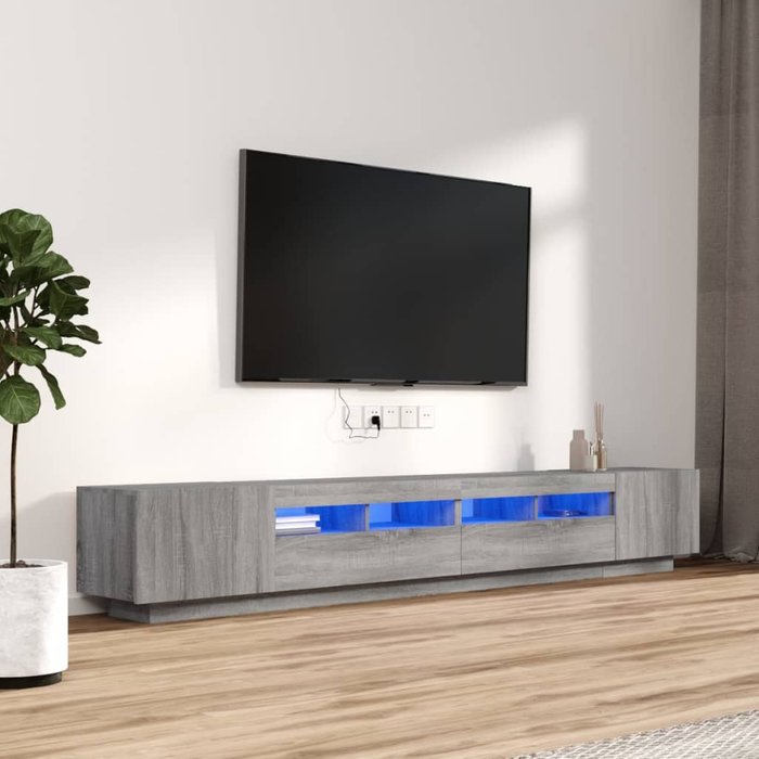 Vidaxl set muebles tv con leds 3 pzas madera contrachapada gris sonoma