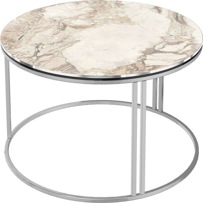 Mesa de centro redonda 50 x 80 cm mármol blanco plata 03_0008423