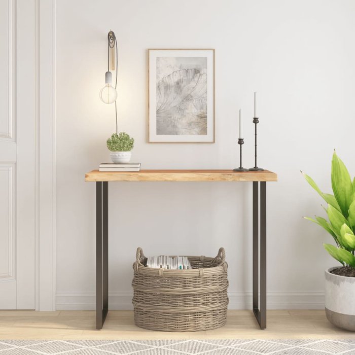 Tablero rectangular madera de acacia borde vivo 90x40x2,5 cm - comfortxl