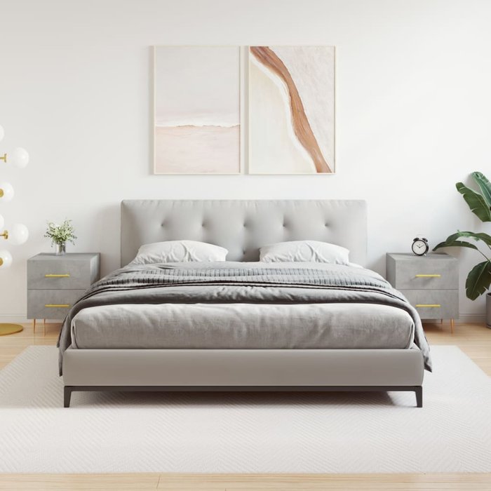 Mesita noche 2 uds madera ingeniería gris hormigón 40x35x47,5cm vidaxl