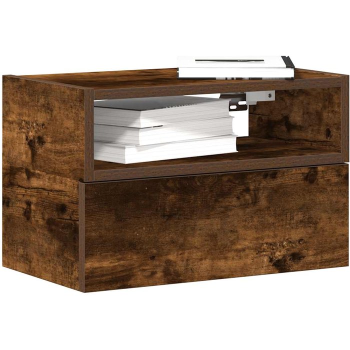 Mesitas de noche de pared 2unidades color roble ahumado 45x26x28,5cm