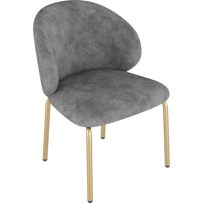 Silla de tocador gris, chenilla, patas doradas, l47,5 × p56 × h74 cm