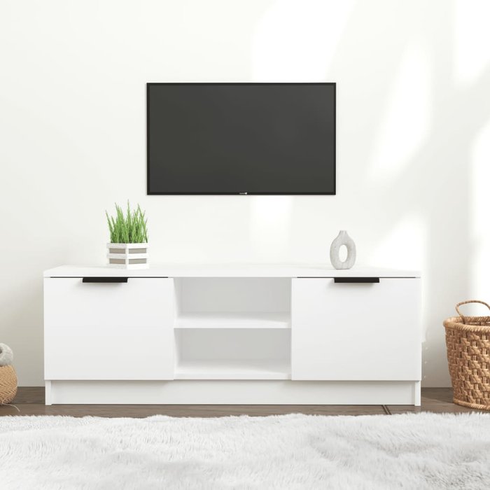 Mueble de tv blanco 102x35x36,5 cm madera de ingeniería