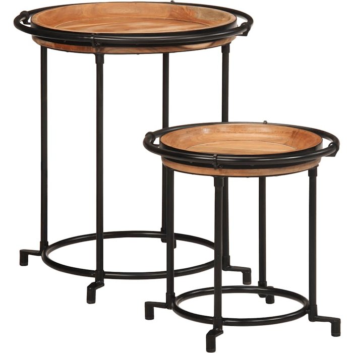 Juego de mesas auxiliar 2 piezas madera maciza de acacia - comfortxl