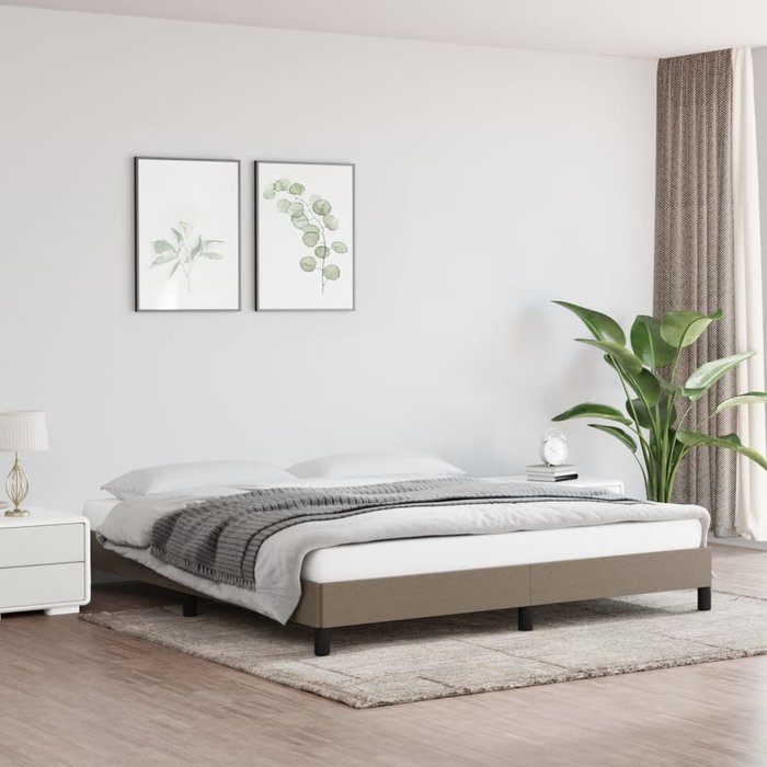 Cama sin colchón tela gris taupe 160x200 cm