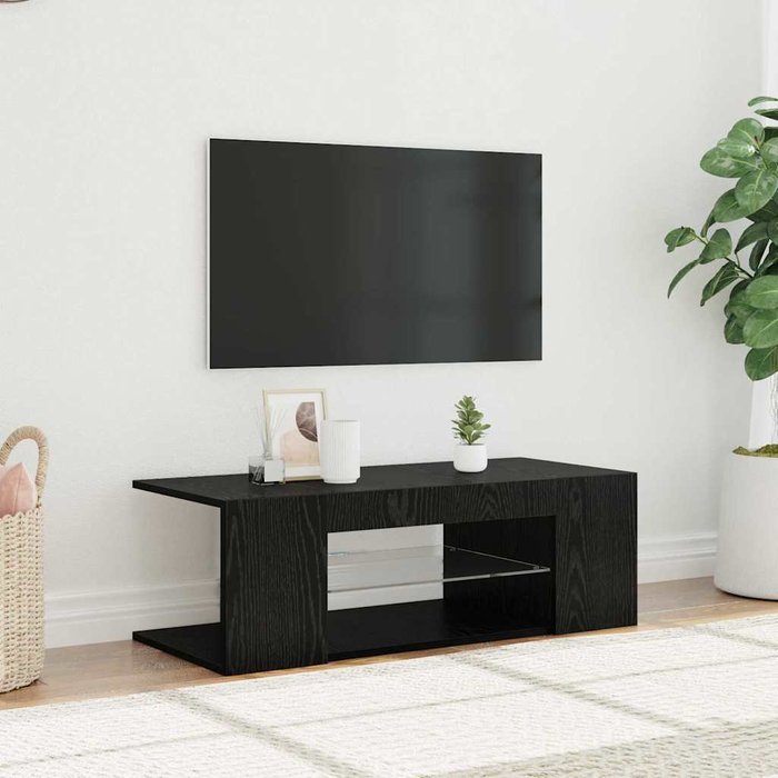 Gabinete de tv negro 90 x 39 x 30 cm madera contrachapada