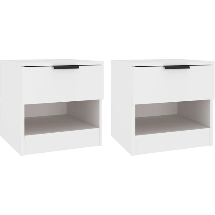 2 mesitas de noche de madera contrachapada blanca - comfortxl