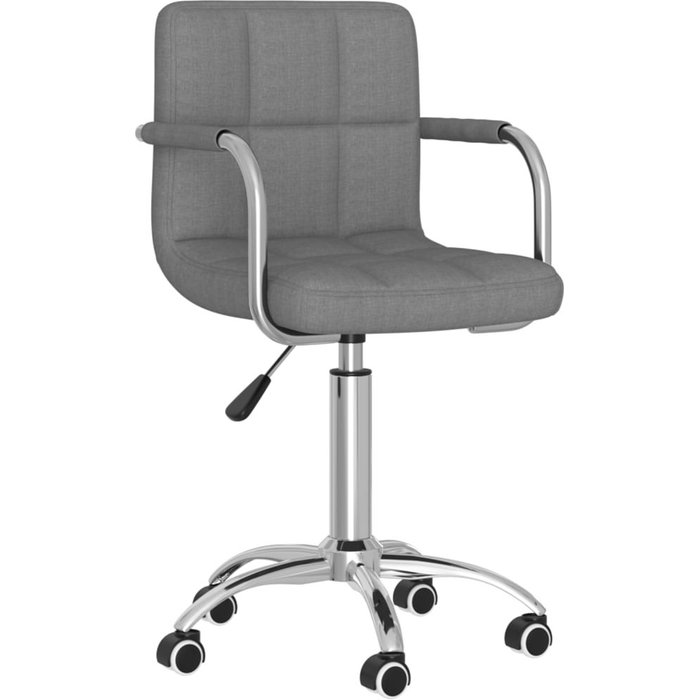 Silla de comedor giratoria de tela gris claro