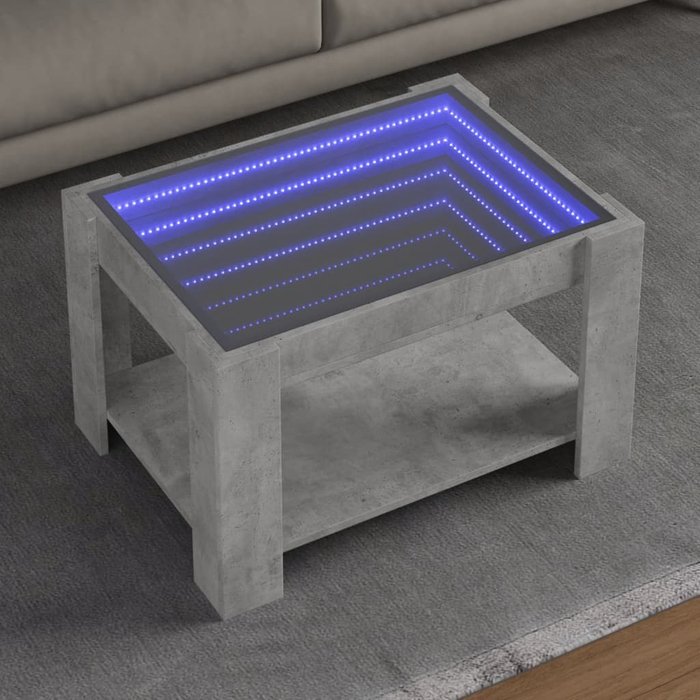 Mesa de centro y led madera ingeniería gris hormigón 73x53x45cm vidaxl