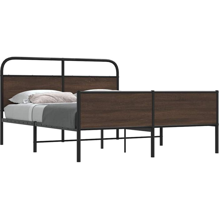 Estructura de cama sin colchón metal marrón roble 150x200 cm vidaxl