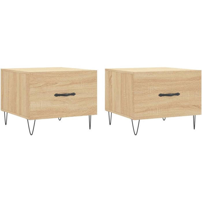 2 mesas de centro de madera laminada de roble sonoma 50x50x40cm - comfortxl