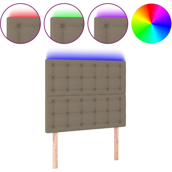 Cabecero cama - mueble cabecero con luces led tela gris taupe 100x5x118/128 cm