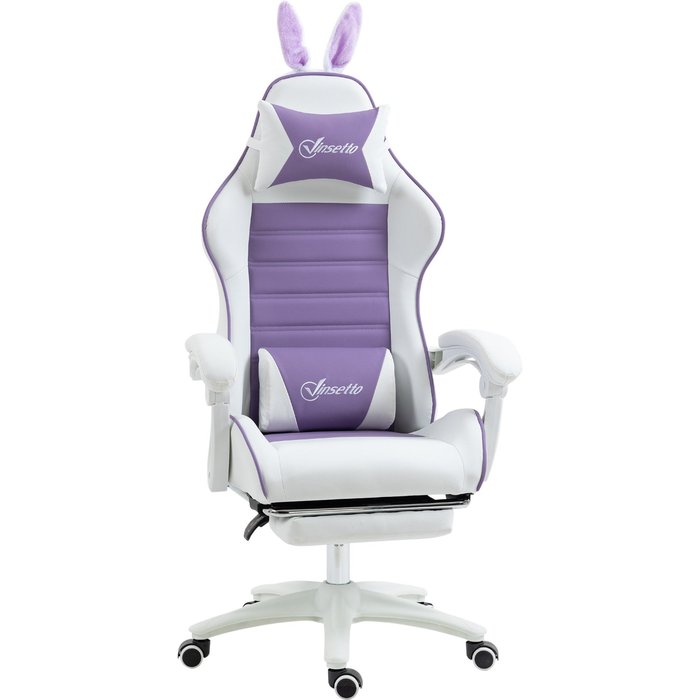 Silla gaming vinsetto cuero sintético, espuma púrpura 65x63x142 cm