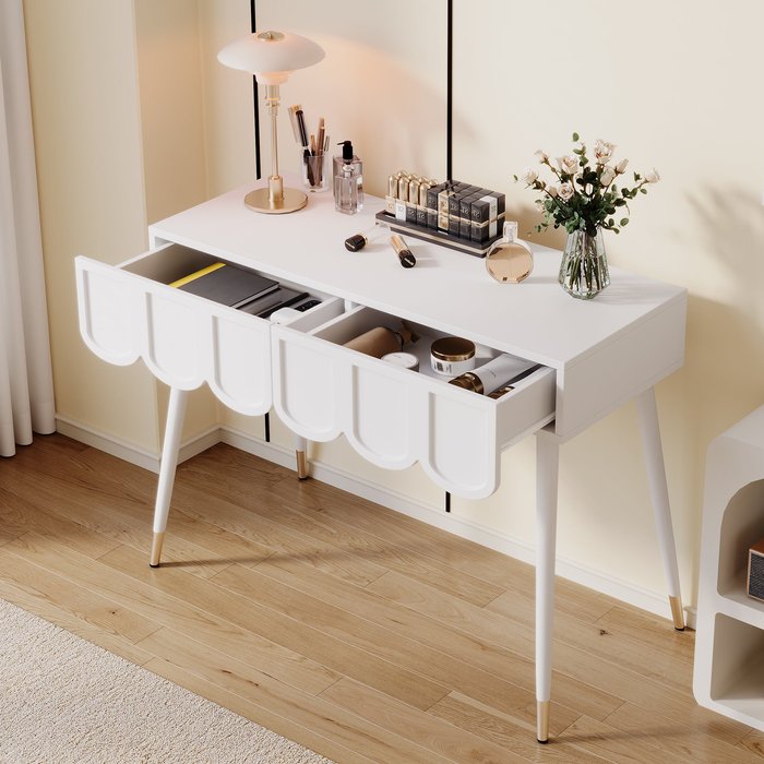 Tocador - mesa de maquillaje - mdf y aglomerado - blanco (100x40x76cm)