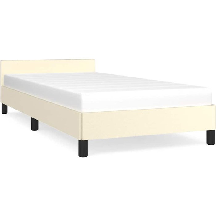 Estructura de cama con cabecero sin colchón crema 80x200 cm — comfortxl