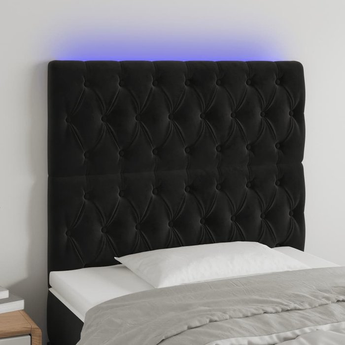 Maison exclusive - cabecero con luces led terciopelo negro 90x7x118/128 cm