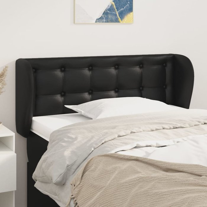 Cabecero con orejas negro 103x23x78/88 cm polipiel