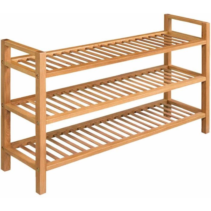 Vidaxl zapatero con 3 estantes madera maciza de roble 100x27x60 cm