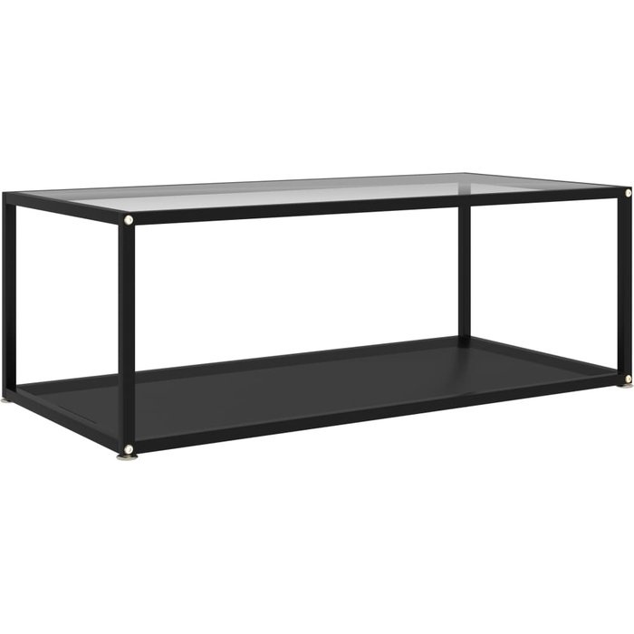 Mesa de centro vidrio templado transparente negro 100x50x35 cm