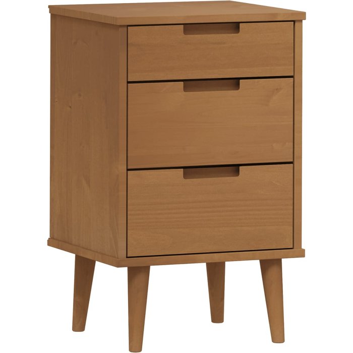 Mesita de noche molde madera maciza de pino marrón 40x35x65 cm - comfortxl