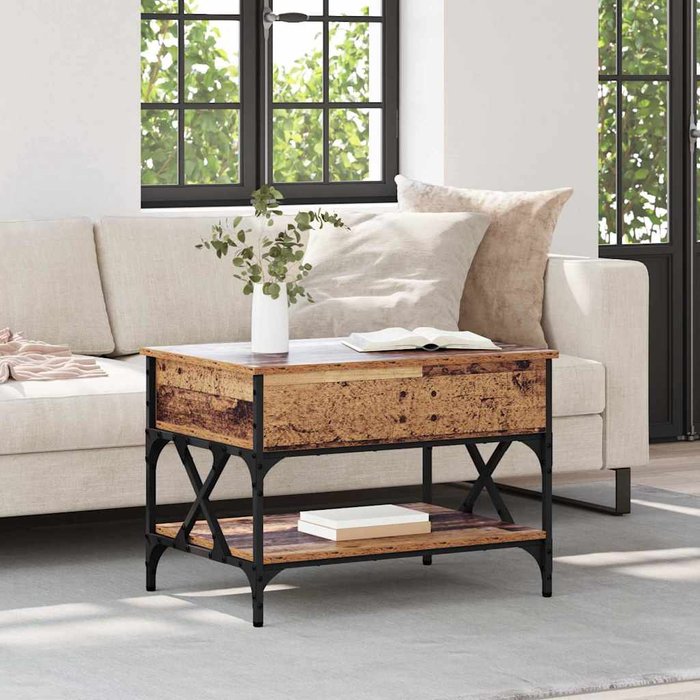 Maison exclusive - mesa de café madera vieja 70x50x50cm madera contrachapada