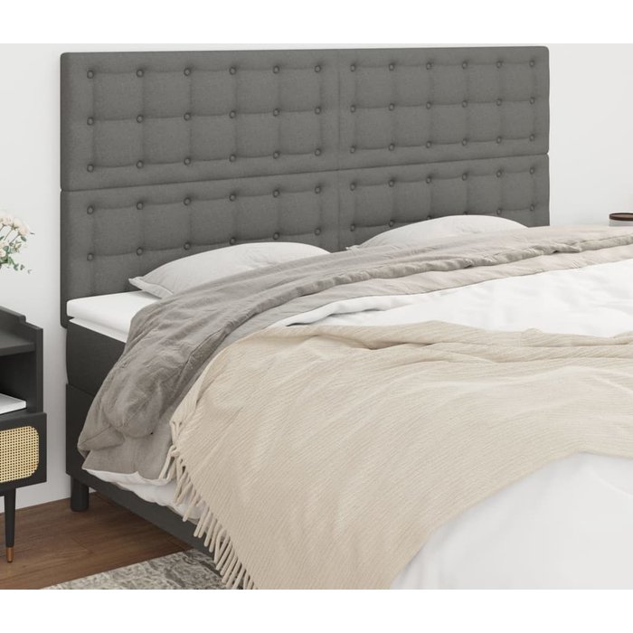 Cabeceros 4 unidades de tela gris oscuro 90x5x78/88 cm