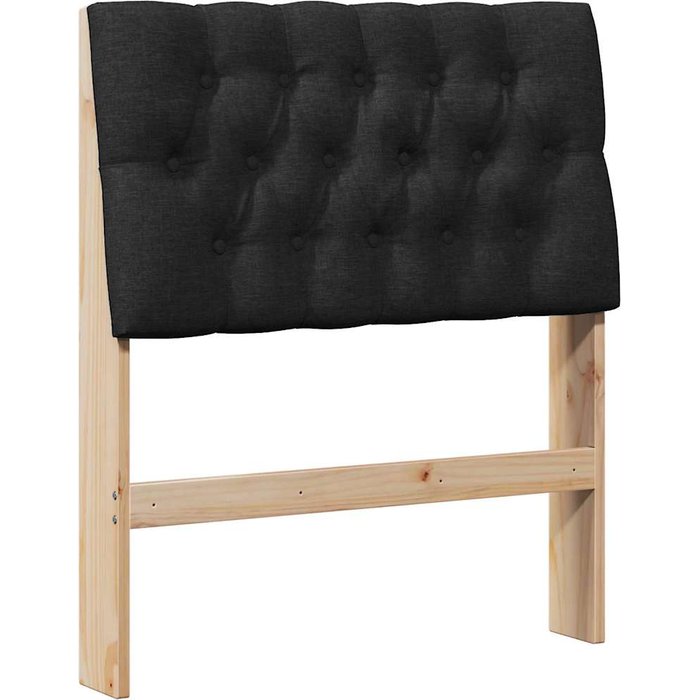 Cabecero cama - mueble cabecero tapizado negro 75 cm madera de pino macizo