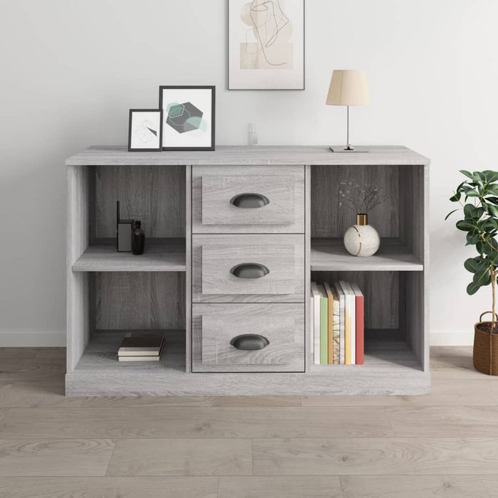Vidaxl aparador de madera contrachapada gris sonoma 104,5x35,5x67,5 cm