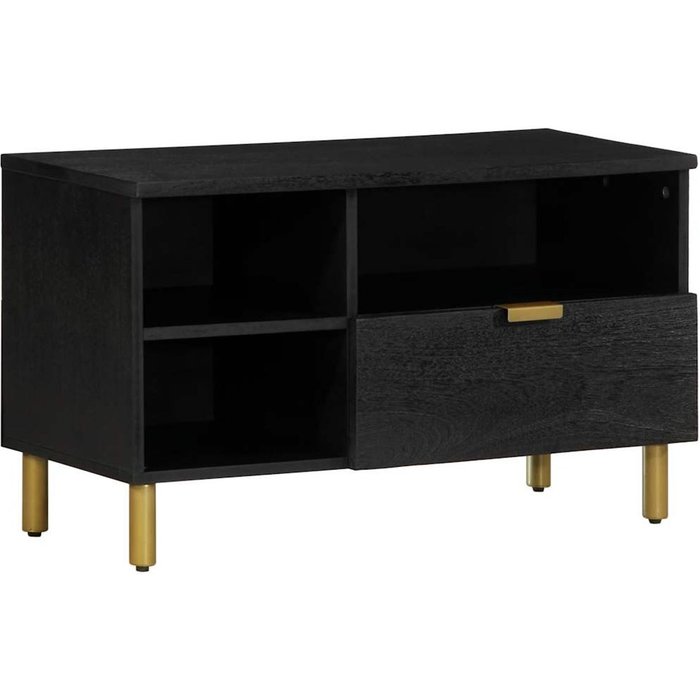 Mueble de tv grillo 3 compartimentos + cajón negro 46x80x33 cm