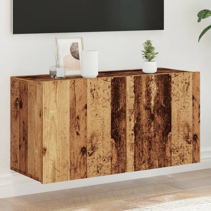 Mueble de tv de pared en madera envejecida, 80x30x41 cm