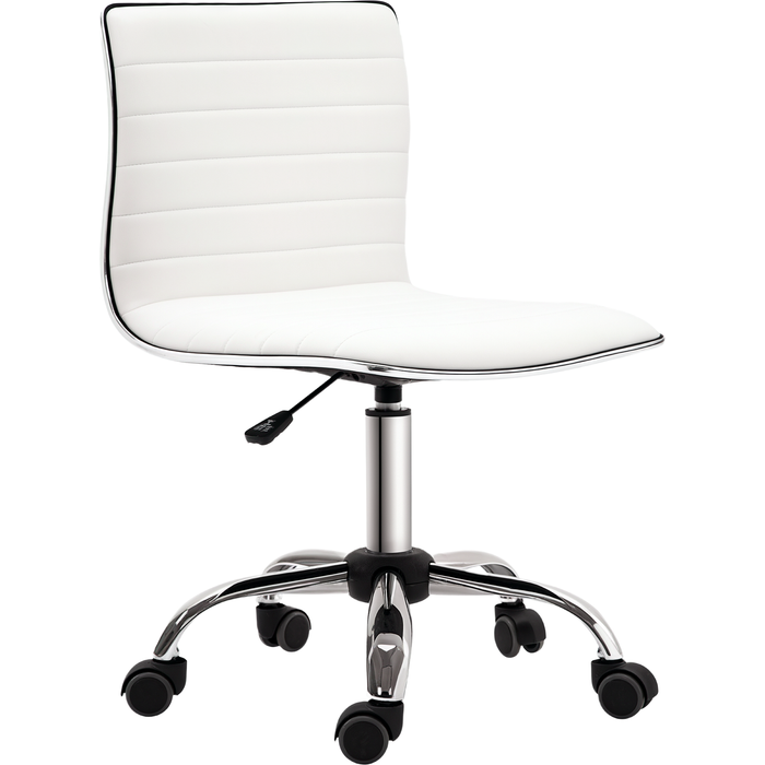 Silla de oficina sin brazos de piel sintética - blanca