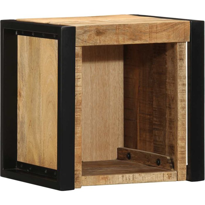 Mesita de noche 40x35x40 cm madera maciza de mango en bruto