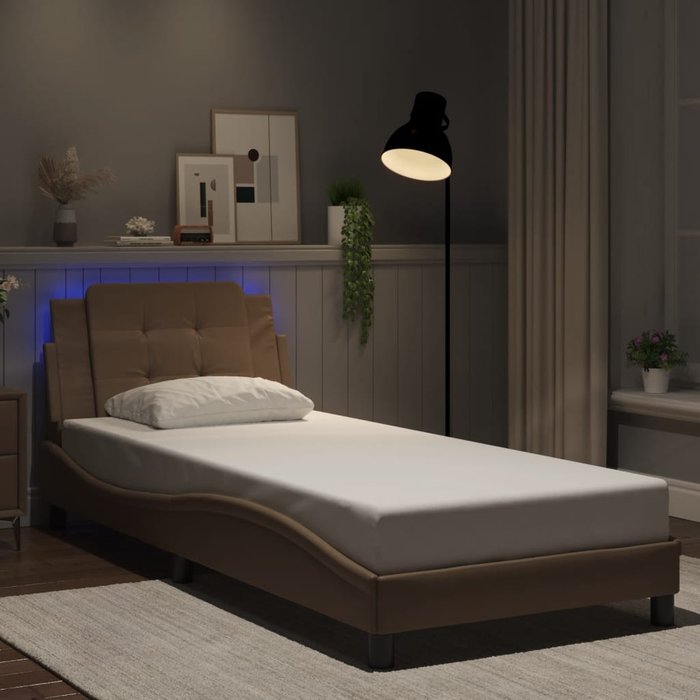 Estructura de cama con led sin colchón zadar capuchino 80x200 cm vidaxl