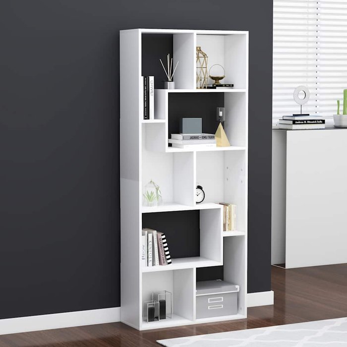 Librería blanca, 67x24x161 cm, madera de ingeniería. - pangivo