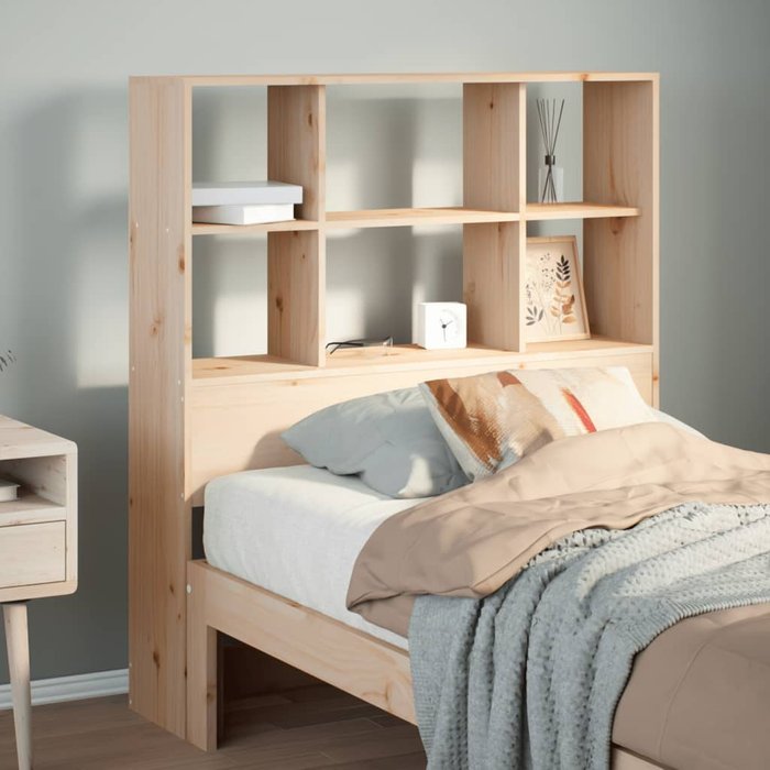 Cabecero con almacenaje 90 cm madera maciza de pino