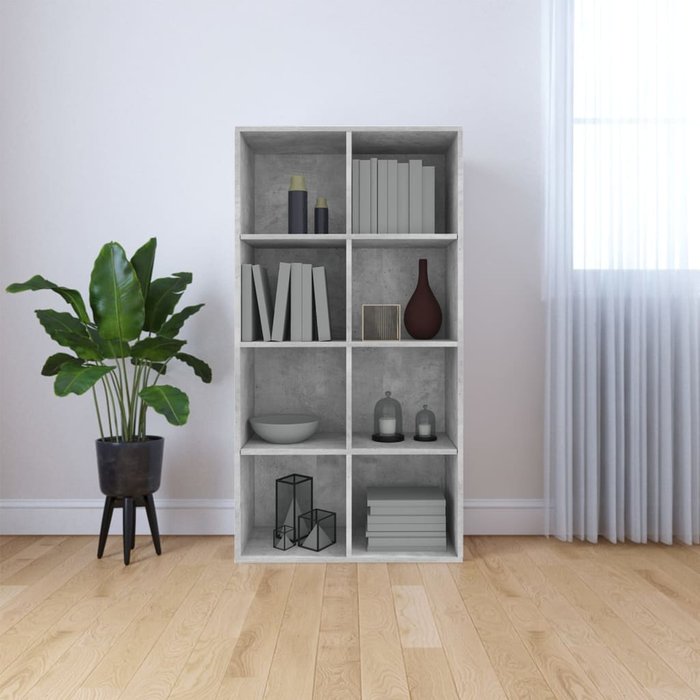 Librería/aparador gris hormigón 66 x 30 x 130 cm aglomerado