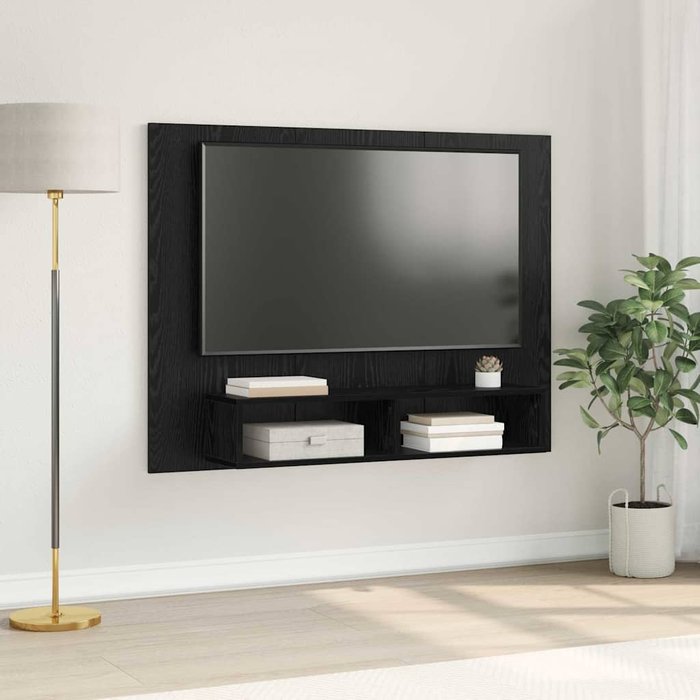 Mueble de tv de pared, roble negro, 120 x 23,5 x 90 cm