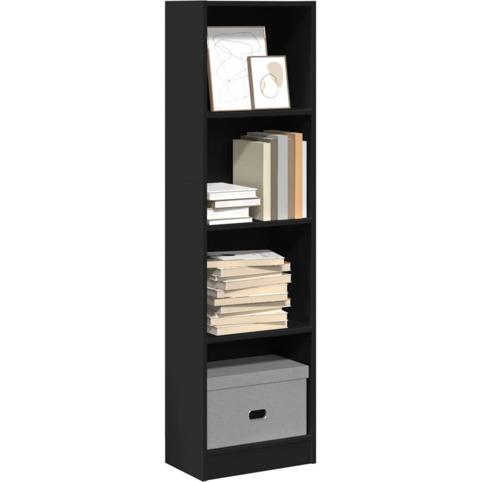 Librería negra, 40x24x143 cm, madera de ingeniería. - pangivo