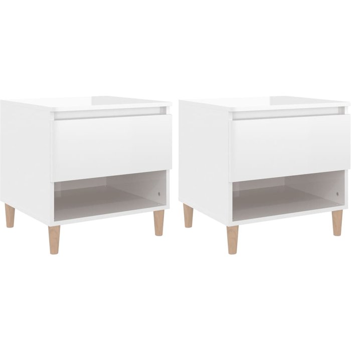 Mesitas de noche 2 uds blanco brillo 50x46x50 cm