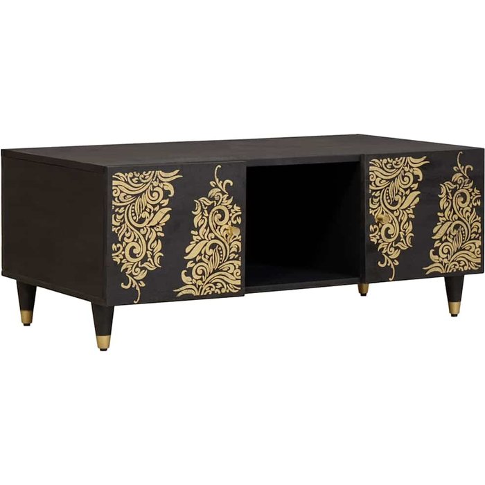 Mesa de café negro 100 x 54 x 40 cm madera de mango maciza vidaxl