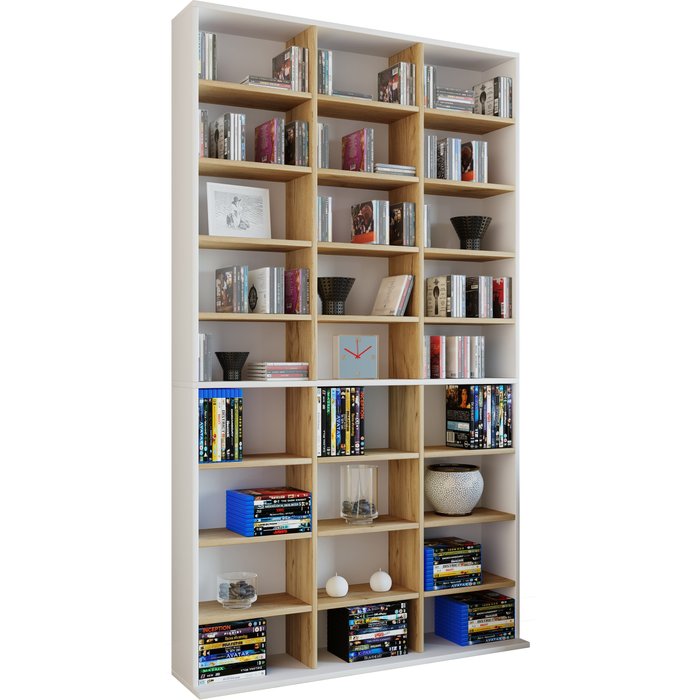 Vcm estantería megosa blanco / roble de miel h. 181 x b. 102 x t. 23 cm