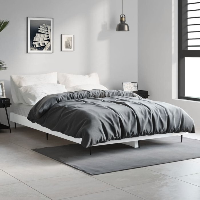 Vidaxl estructura de cama madera de ingeniería blanca 120x190 cm