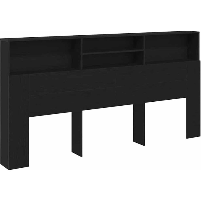 Cabecero cama - mueble cabecero con armario roble negro 200 x 19 x 103,5 cm